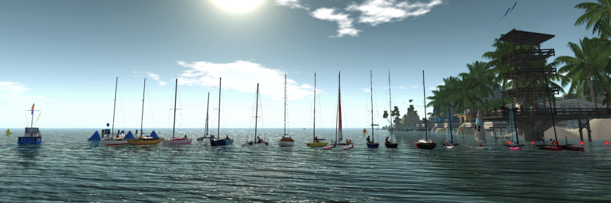 From the left (in boats): Jackson (Bandit IF), Red (Bandit F), Diana (Bandit 22 LTE), Jon (TMS Nacra 17), Rugger (Bandit 22 LTE), Kiki and Andre (TMS Flying Shadow), Sirius and Angelie (TMS Star Class), Cole (TMS Nacra 17), Moon (TMS Star Class), Emileigh and Rayz (TMS Star Class), Zimtzicke (Bandit 22 LTE), Sea (Dolphin Moth) Amy Pond (TMS Laser One), Jenna (Dolphin Moth), and Palani (TMS Flying Shadow). On the Committee Boat: Cryptic. On the dock: Farryn, Mardella, Daenerys, Tamarushka, and Caethes. On the pier: Kai, Anthony, and Cate.