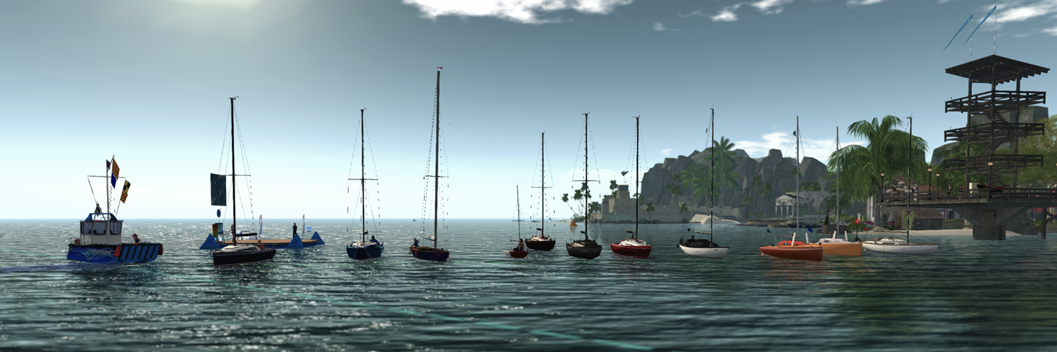 Small boat fleet, from the left Emileigh (Bandit 22 LTE), Rugger (Bandit 22 LTE), Mary (Shields Class), Milisandre (Isard Snipe), Erica (Bandit 22 LTE), Araton (Bandit 22 LTE), Leif (Bandit 22 LTE), Markis (Bandit IF), Zimtzicke (Isard Mini Transat), Juicy (Isard Mini Transat), and Lo (Bandit IF). On the Race Committee Boat: Cryptic. On the dock: Daenerys, and Sere. On the pier: Cole, Sax, Julia, and Lexie.