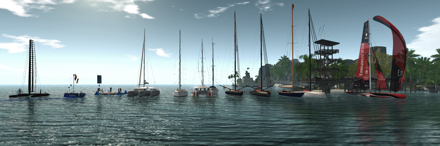 Big boat fleet, from the left (in boats): ViV (WildWind AC-45), Leif (TMS Es Paradis), Rugger (TMS Palain), Xiao (TMS Ocean Beach), Alex (Bandit 50/3), Sea (TMS I-Mocca 60), Sirius (TMS I-Mocca 60), Emilio (Trudeau 12 Metre), Zimtzicke (TMS I-Mocca 60), and Mary (ACA33). On the Race Committee Boat: Cryptic. On the dock: Daenerys, Henry, Erica, Araton, and Ana. On the pier: Lexie, and Yorkie.
